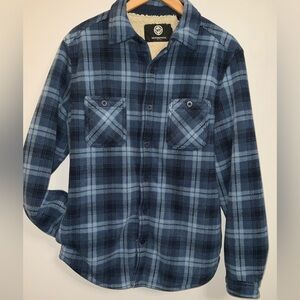 Weatherproof Men’s Blue & Black Plaid Button-Down Shirt Jacket Sz M